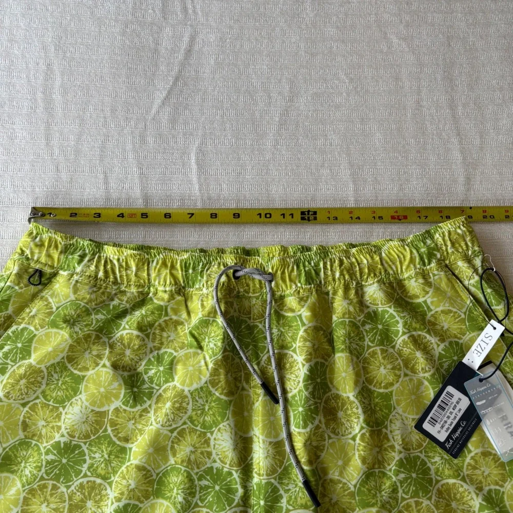 Fish Hippie Co Mens XXL Lime Citrus Print Volley Swim Trunks 8 Inch